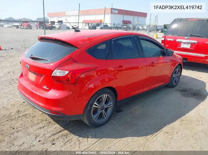 2014 Ford Focus Se VIN: 1FADP3K2XEL419742 Lot: 40475491