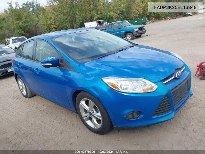 2014 Ford Focus Se VIN: 1FADP3K25EL138481 Lot: 40479300