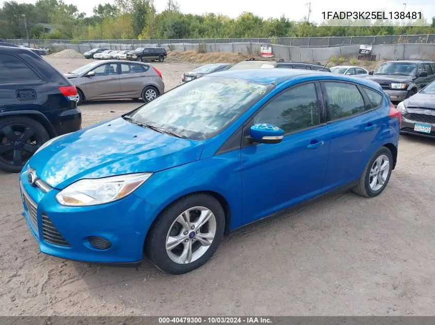 2014 Ford Focus Se VIN: 1FADP3K25EL138481 Lot: 40479300