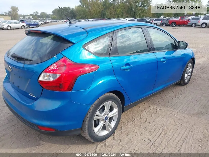 2014 Ford Focus Se VIN: 1FADP3K25EL138481 Lot: 40479300