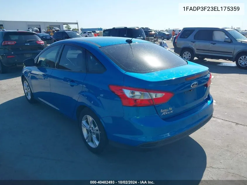 2014 Ford Focus Se VIN: 1FADP3F23EL175359 Lot: 40482493