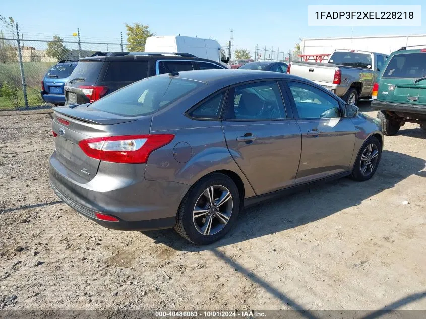 2014 Ford Focus Se VIN: 1FADP3F2XEL228218 Lot: 40486083