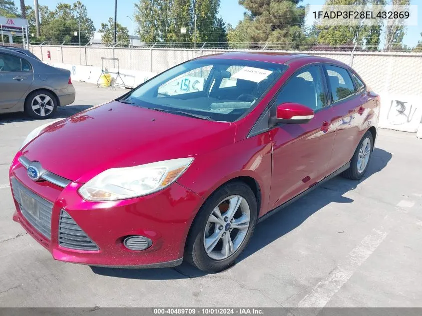 2014 Ford Focus Se VIN: 1FADP3F28EL432869 Lot: 40489709