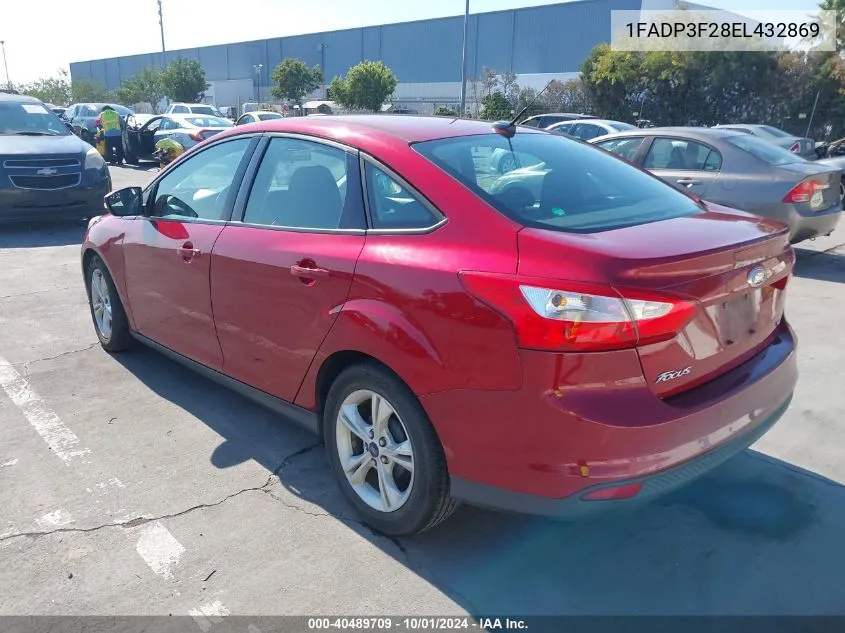 2014 Ford Focus Se VIN: 1FADP3F28EL432869 Lot: 40489709