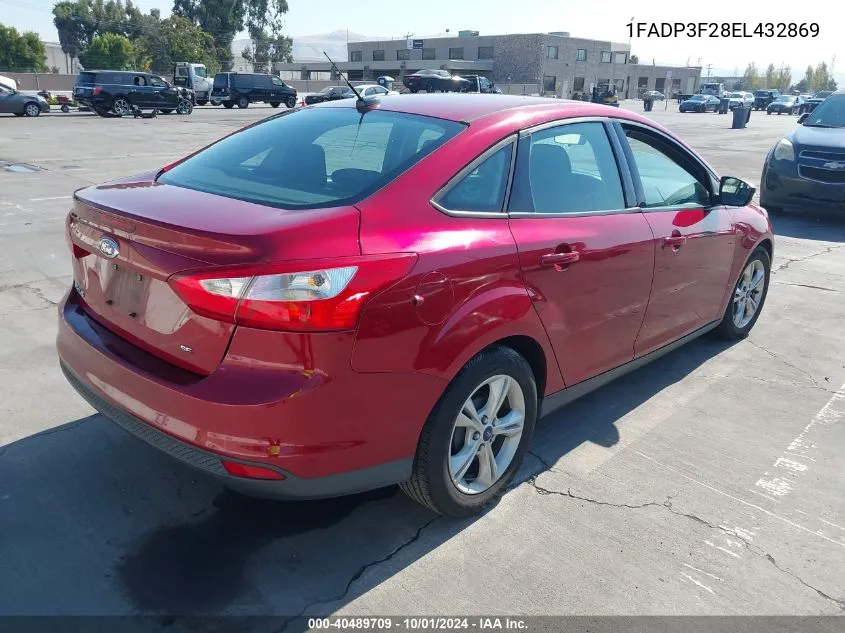 2014 Ford Focus Se VIN: 1FADP3F28EL432869 Lot: 40489709