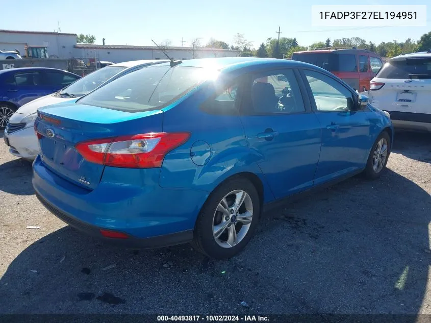 2014 Ford Focus Se VIN: 1FADP3F27EL194951 Lot: 40493817