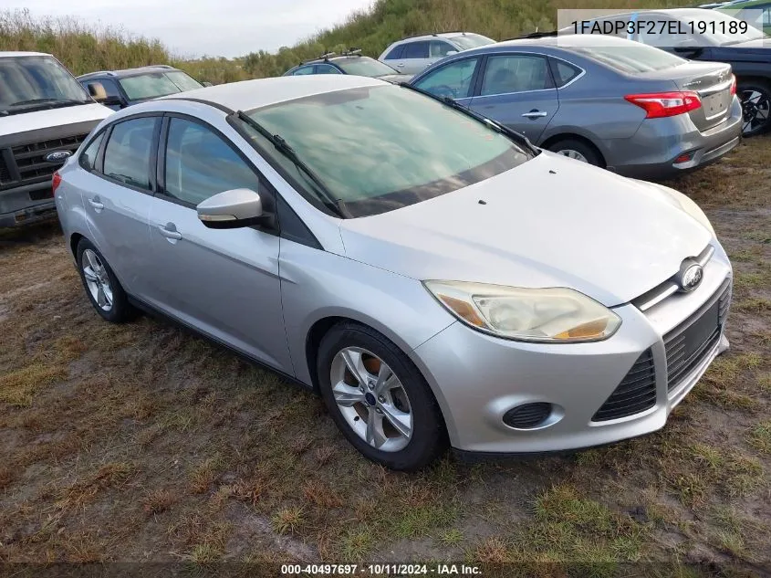 2014 Ford Focus Se VIN: 1FADP3F27EL191189 Lot: 40497697