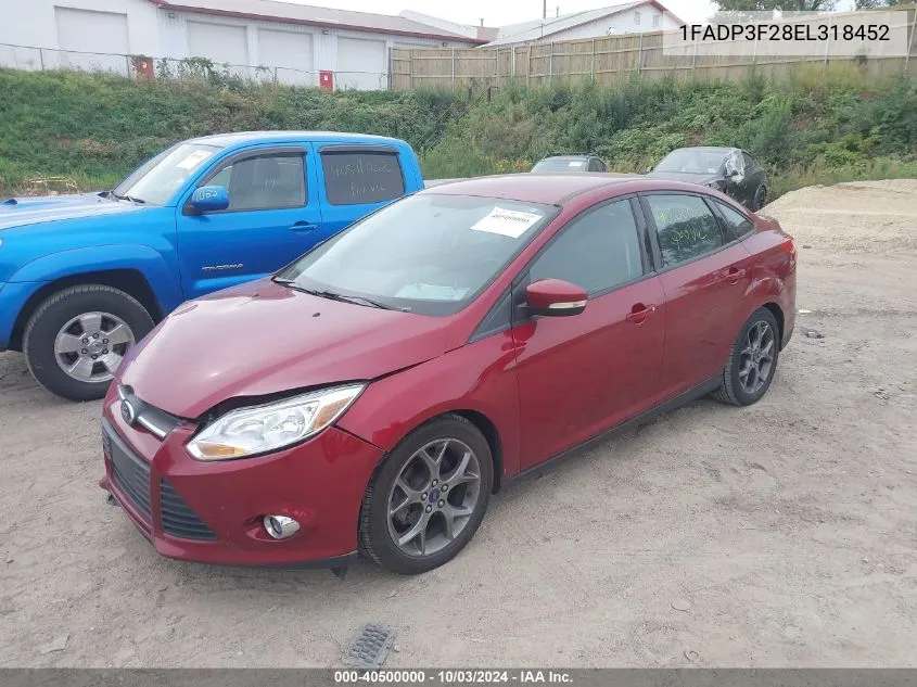 2014 Ford Focus Se VIN: 1FADP3F28EL318452 Lot: 40500000