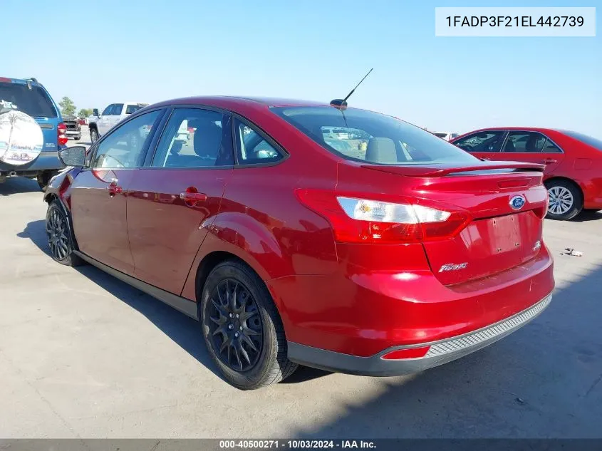 2014 Ford Focus Se VIN: 1FADP3F21EL442739 Lot: 40500271