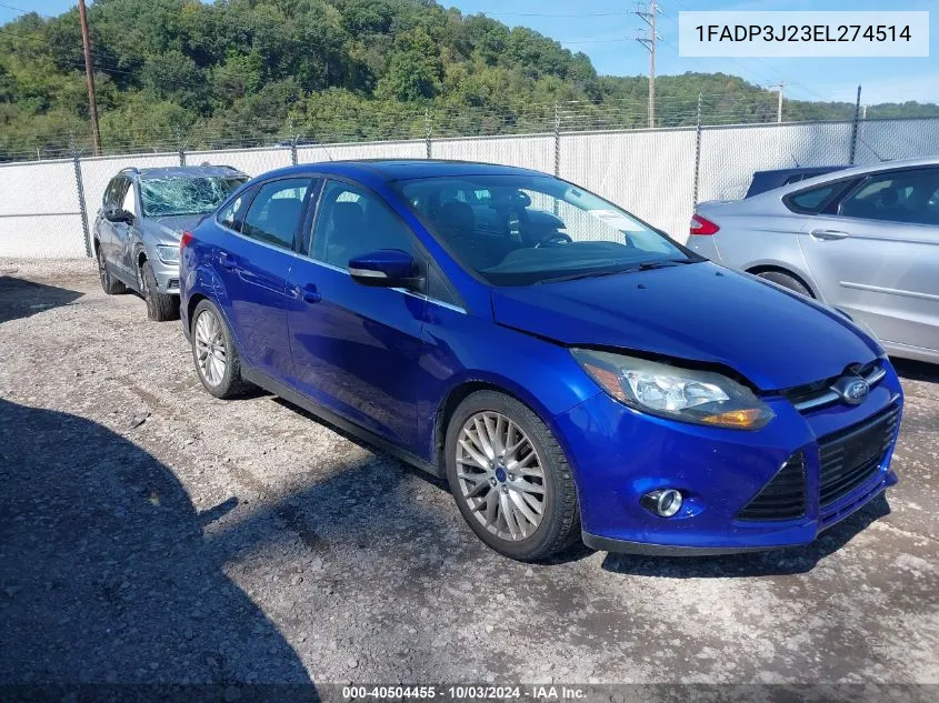 2014 Ford Focus Titanium VIN: 1FADP3J23EL274514 Lot: 40504455