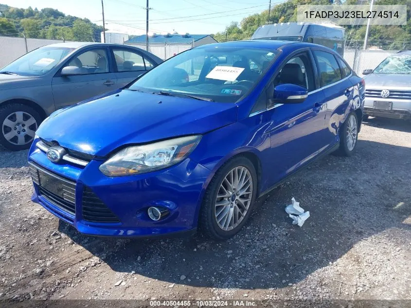 2014 Ford Focus Titanium VIN: 1FADP3J23EL274514 Lot: 40504455