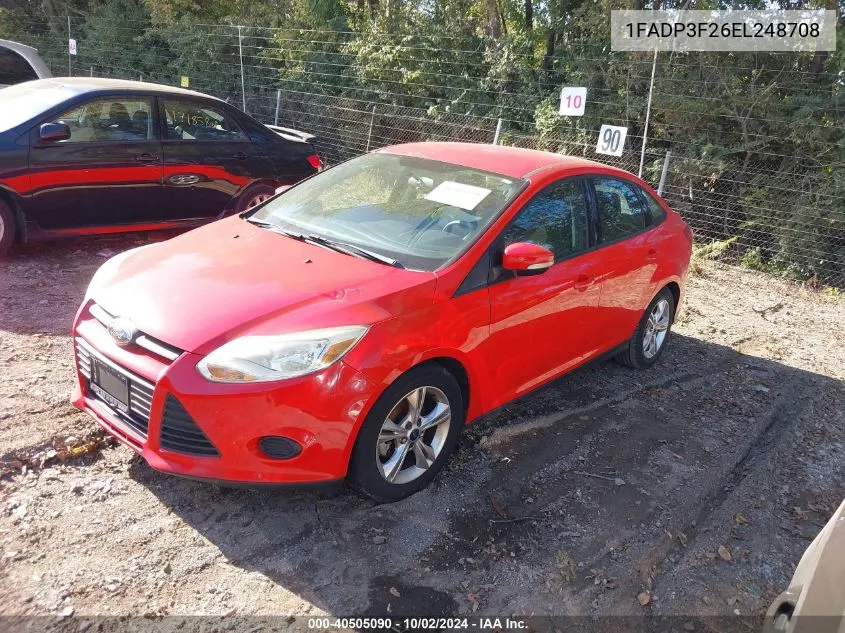 2014 Ford Focus Se VIN: 1FADP3F26EL248708 Lot: 40505090