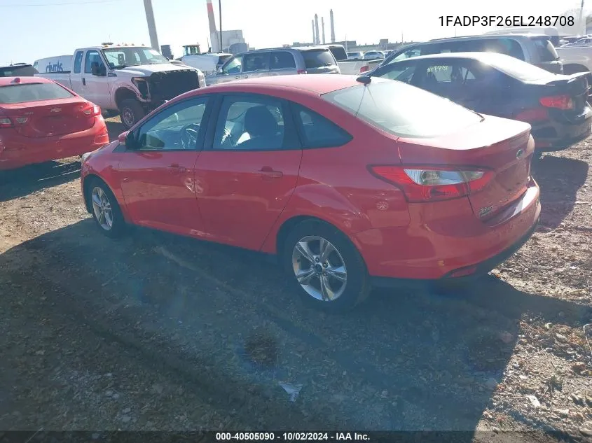 2014 Ford Focus Se VIN: 1FADP3F26EL248708 Lot: 40505090