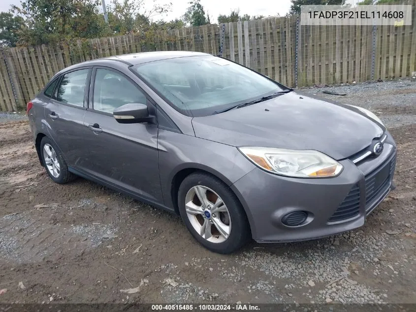 2014 Ford Focus Se VIN: 1FADP3F21EL114608 Lot: 40515485