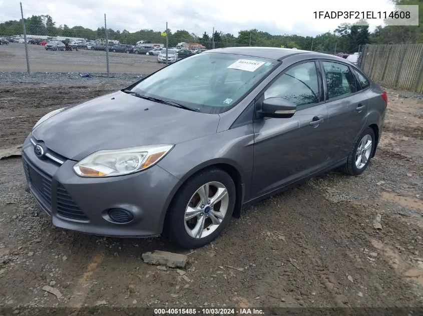 2014 Ford Focus Se VIN: 1FADP3F21EL114608 Lot: 40515485