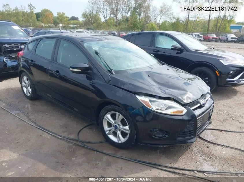 2014 Ford Focus Se VIN: 1FADP3K22EL181742 Lot: 40517287