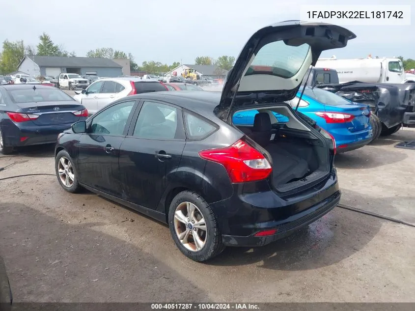 2014 Ford Focus Se VIN: 1FADP3K22EL181742 Lot: 40517287