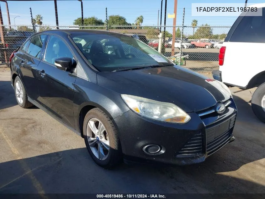 2014 Ford Focus Se VIN: 1FADP3F2XEL198783 Lot: 40519486