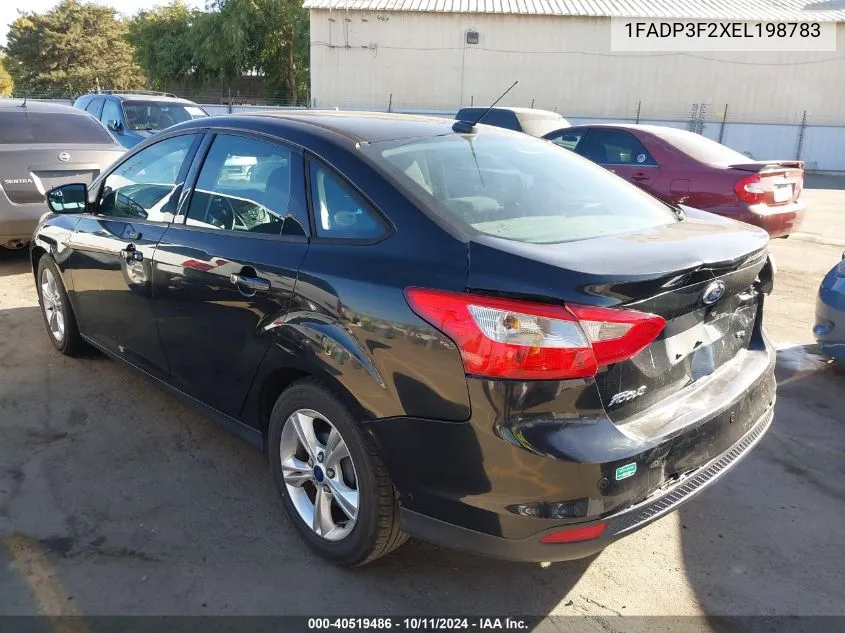 2014 Ford Focus Se VIN: 1FADP3F2XEL198783 Lot: 40519486