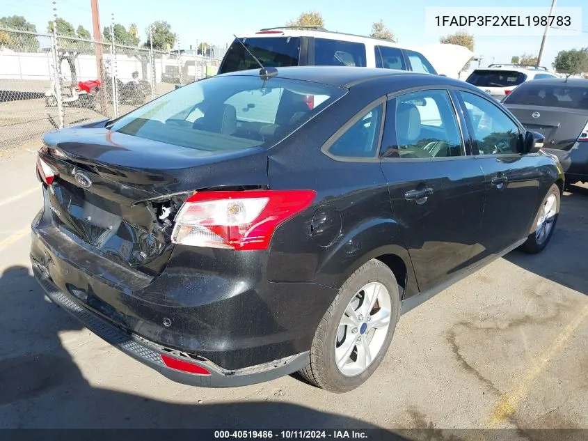 2014 Ford Focus Se VIN: 1FADP3F2XEL198783 Lot: 40519486