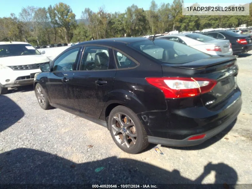 2014 Ford Focus Se VIN: 1FADP3F25EL258193 Lot: 40520546