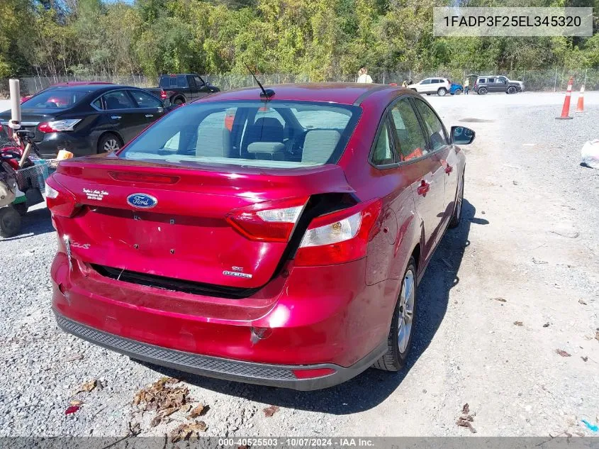 2014 Ford Focus Se VIN: 1FADP3F25EL345320 Lot: 40525503