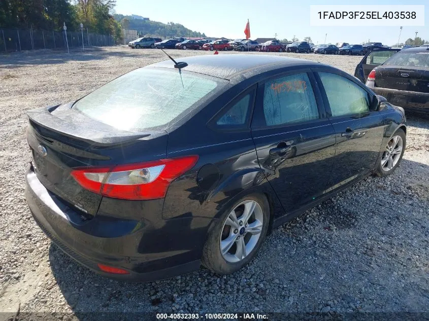 2014 Ford Focus Se VIN: 1FADP3F25EL403538 Lot: 40532393