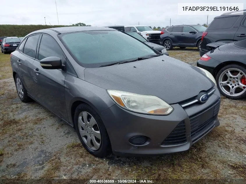 2014 Ford Focus Se VIN: 1FADP3F29EL191646 Lot: 40536559