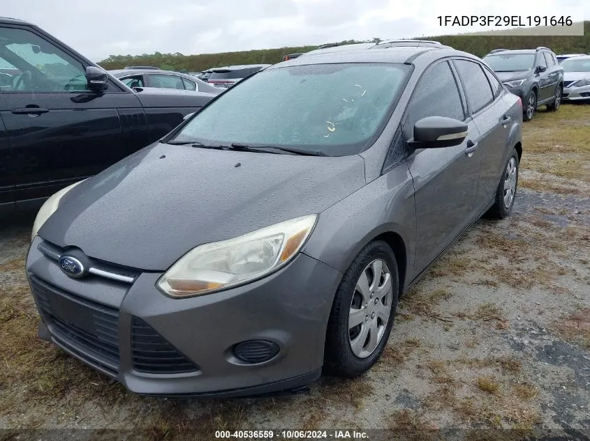 2014 Ford Focus Se VIN: 1FADP3F29EL191646 Lot: 40536559