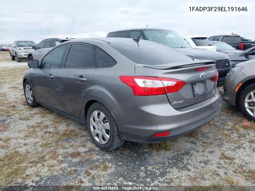 2014 Ford Focus Se VIN: 1FADP3F29EL191646 Lot: 40536559