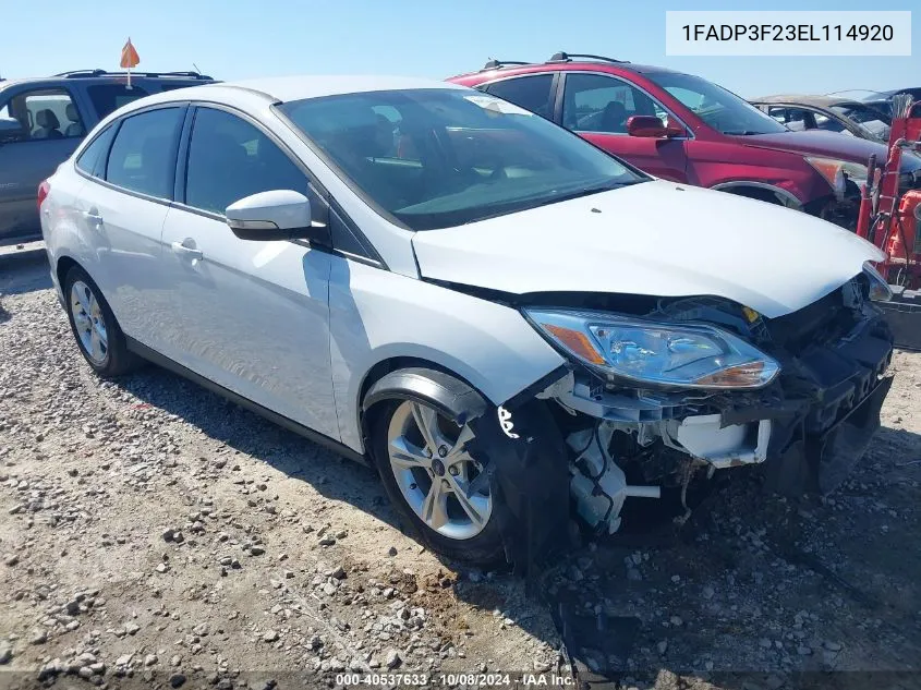 2014 Ford Focus Se VIN: 1FADP3F23EL114920 Lot: 40537633