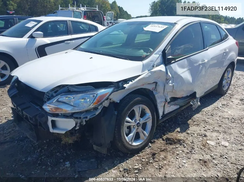 2014 Ford Focus Se VIN: 1FADP3F23EL114920 Lot: 40537633