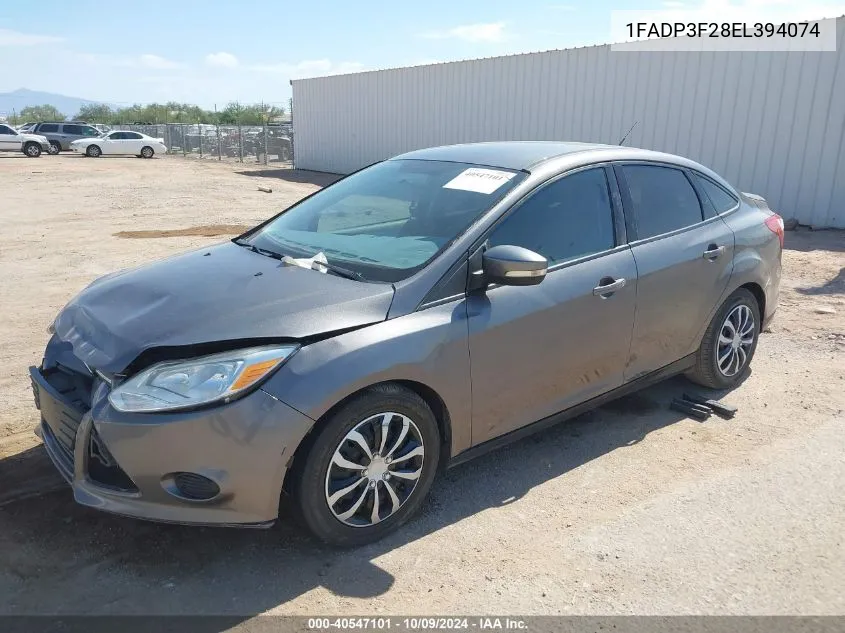 2014 Ford Focus Se VIN: 1FADP3F28EL394074 Lot: 40547101