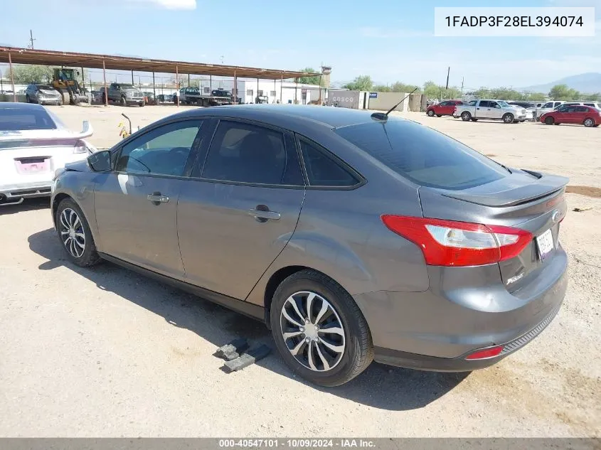 2014 Ford Focus Se VIN: 1FADP3F28EL394074 Lot: 40547101