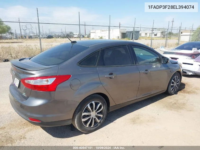 2014 Ford Focus Se VIN: 1FADP3F28EL394074 Lot: 40547101