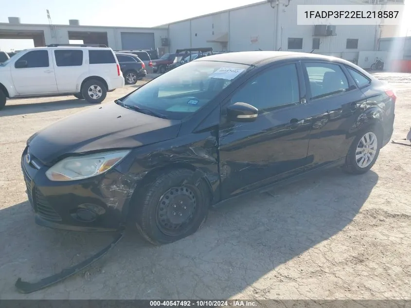 2014 Ford Focus Se VIN: 1FADP3F22EL218587 Lot: 40547492