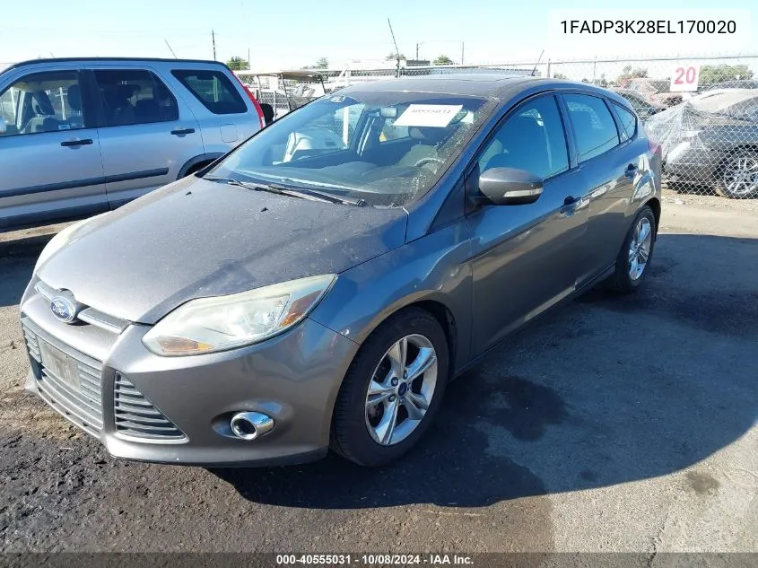 2014 Ford Focus Se VIN: 1FADP3K28EL170020 Lot: 40555031