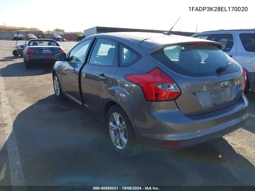 2014 Ford Focus Se VIN: 1FADP3K28EL170020 Lot: 40555031