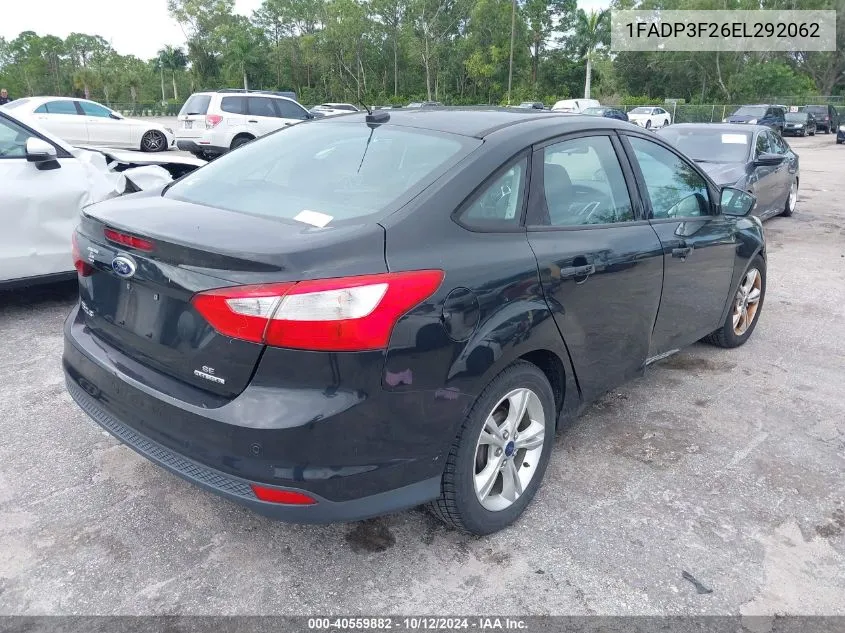 2014 Ford Focus Se VIN: 1FADP3F26EL292062 Lot: 40559882