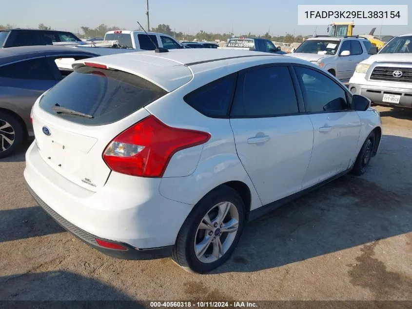 2014 Ford Focus Se VIN: 1FADP3K29EL383154 Lot: 40560318