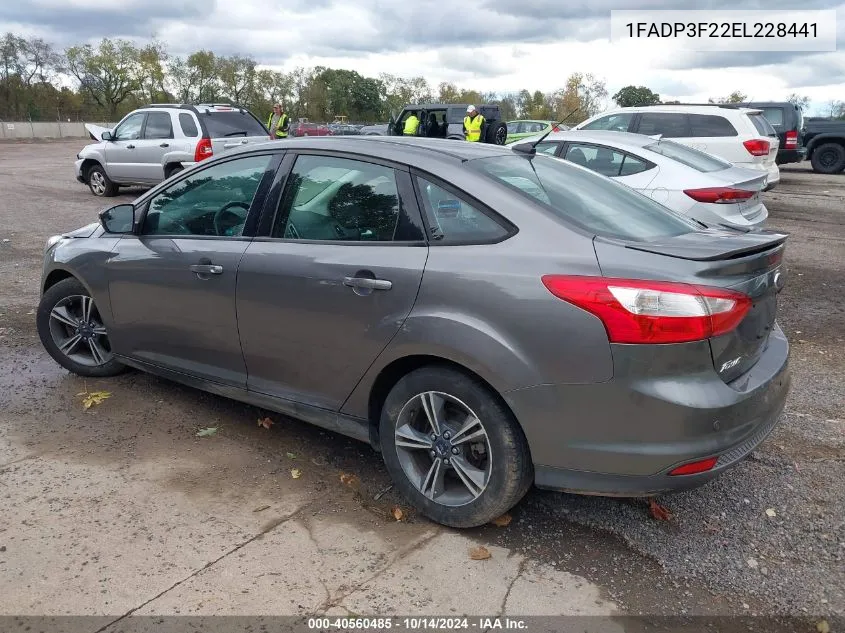 2014 Ford Focus Se VIN: 1FADP3F22EL228441 Lot: 40560485