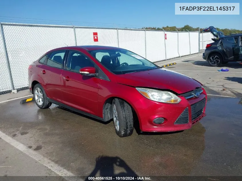 2014 Ford Focus Se VIN: 1FADP3F22EL145317 Lot: 40561525