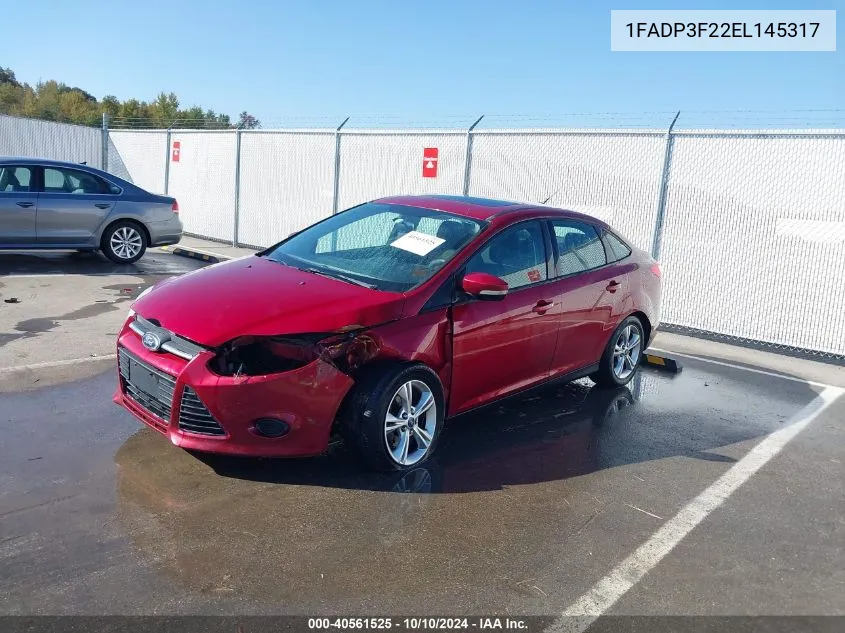 2014 Ford Focus Se VIN: 1FADP3F22EL145317 Lot: 40561525