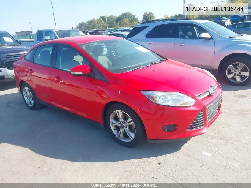 2014 Ford Focus Se VIN: 1FADP3F28EL136444 Lot: 40566399