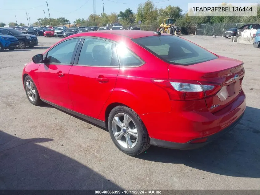 2014 Ford Focus Se VIN: 1FADP3F28EL136444 Lot: 40566399