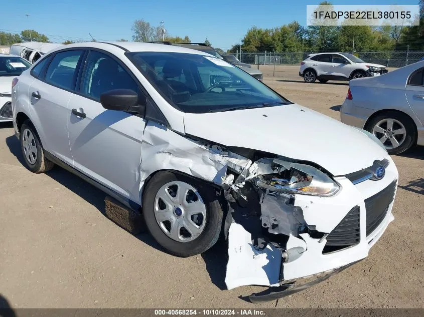 2014 Ford Focus S VIN: 1FADP3E22EL380155 Lot: 40568254