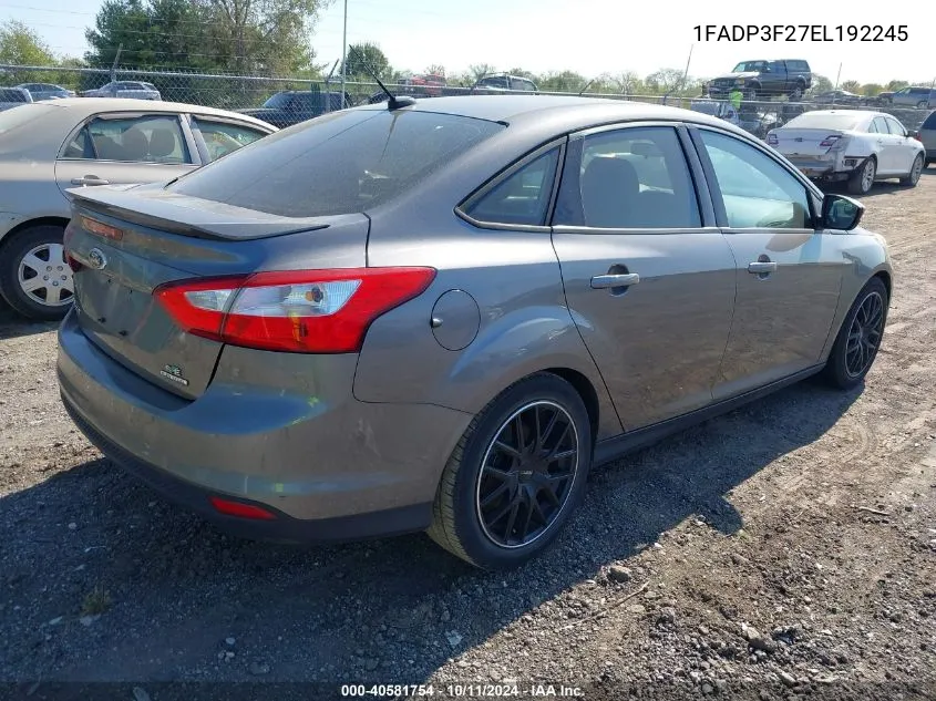 2014 Ford Focus Se VIN: 1FADP3F27EL192245 Lot: 40581754