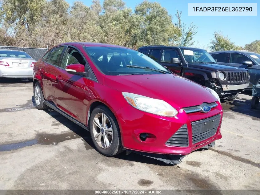 2014 Ford Focus Se VIN: 1FADP3F26EL362790 Lot: 40582501