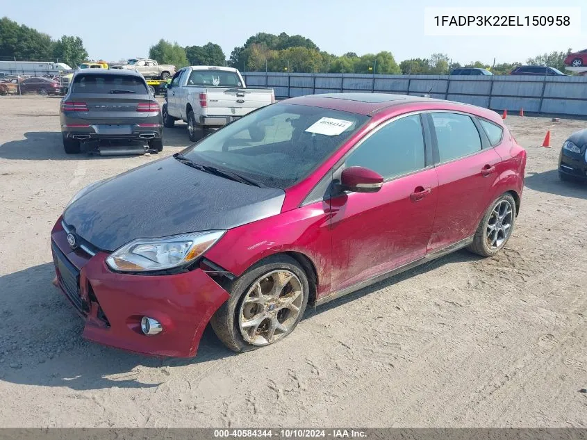 2014 Ford Focus Se VIN: 1FADP3K22EL150958 Lot: 40584344