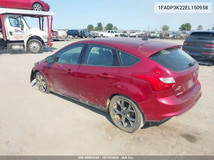 2014 Ford Focus Se VIN: 1FADP3K22EL150958 Lot: 40584344